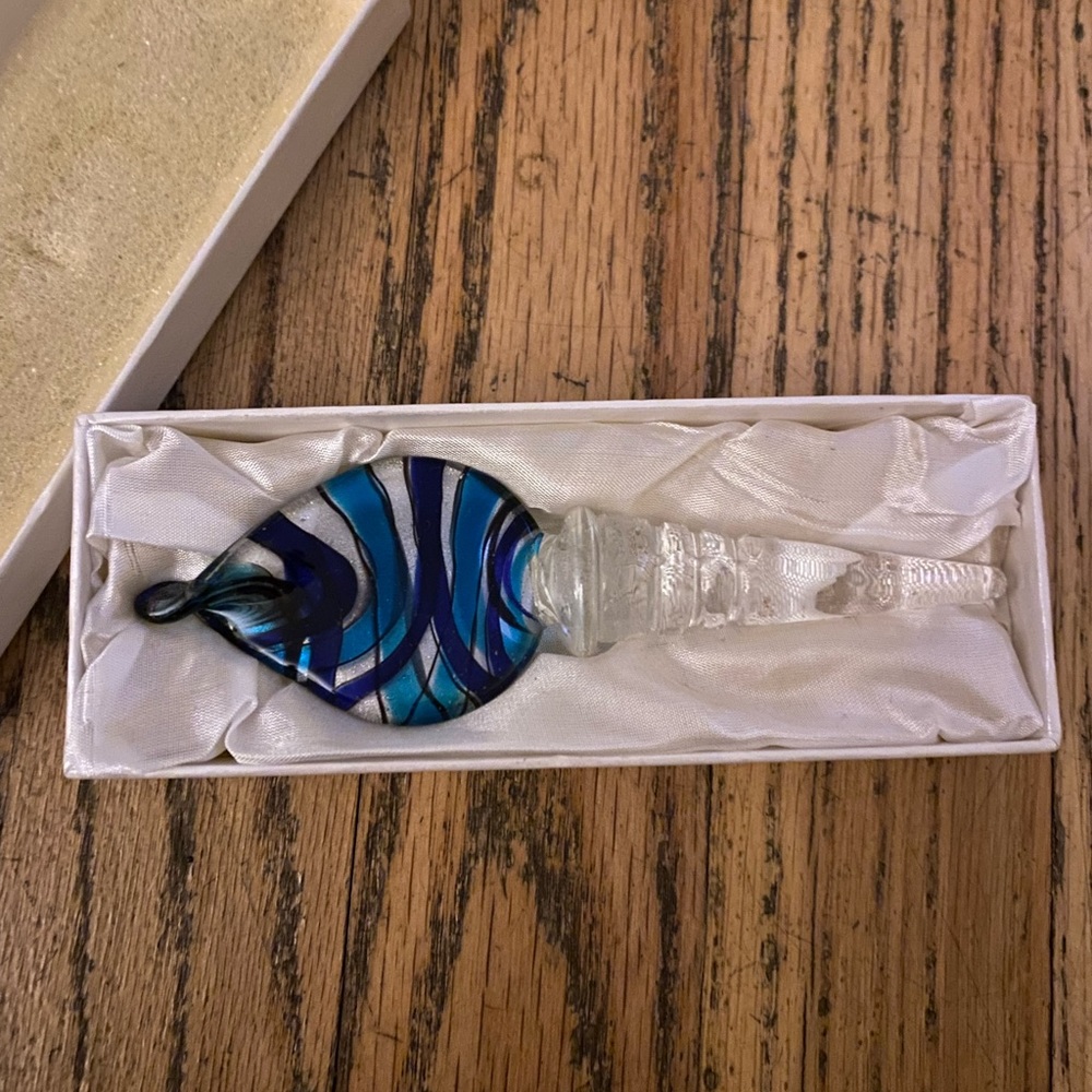 Blue Murano Art Glass Wine Cork